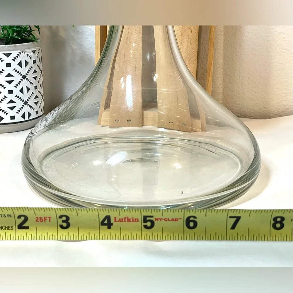 Classic Clear Ships Glass Decanter w Globe Stopper | Chip on Stopper Bottom |GUC